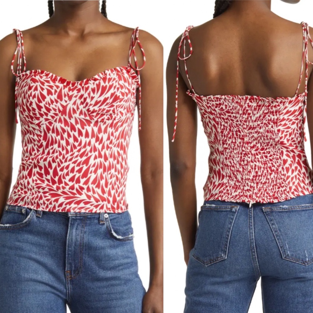 Reformation Novena Ruffle Camisole NWT Size 12 - Heart Print